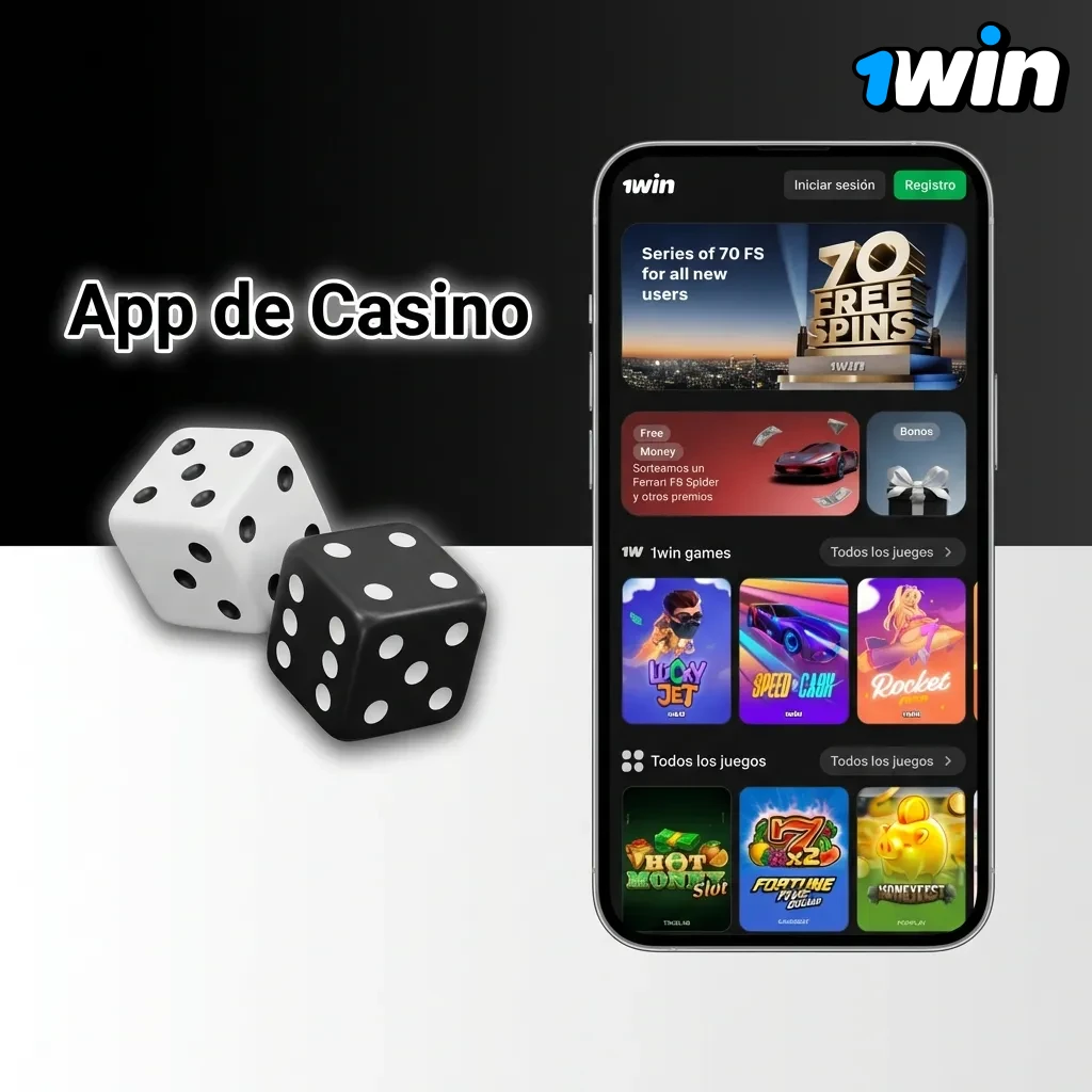 Casino app interface showing slots, table games, live dealers, and quick games with vibrant graphics