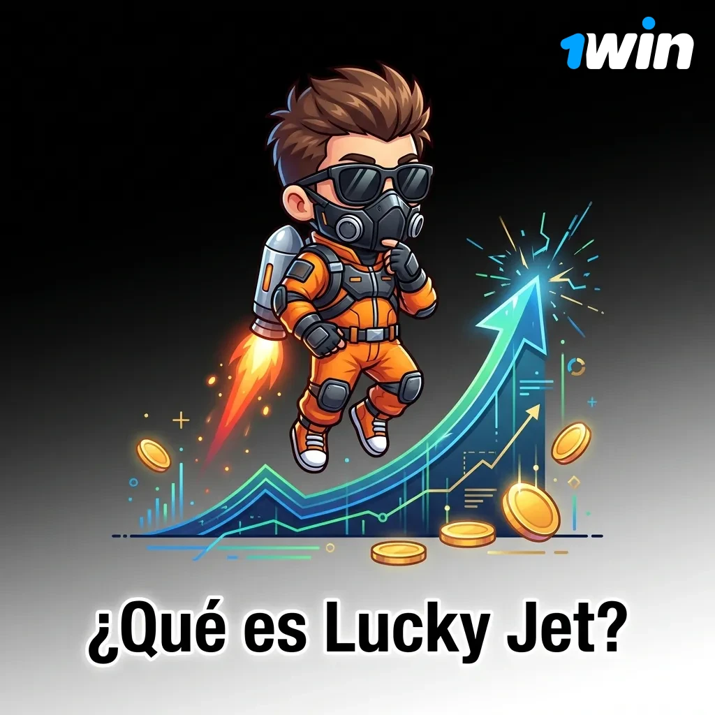 Jetpack character flying upward with increasing multiplier in Lucky Jet crash game on 1win Chile platform
