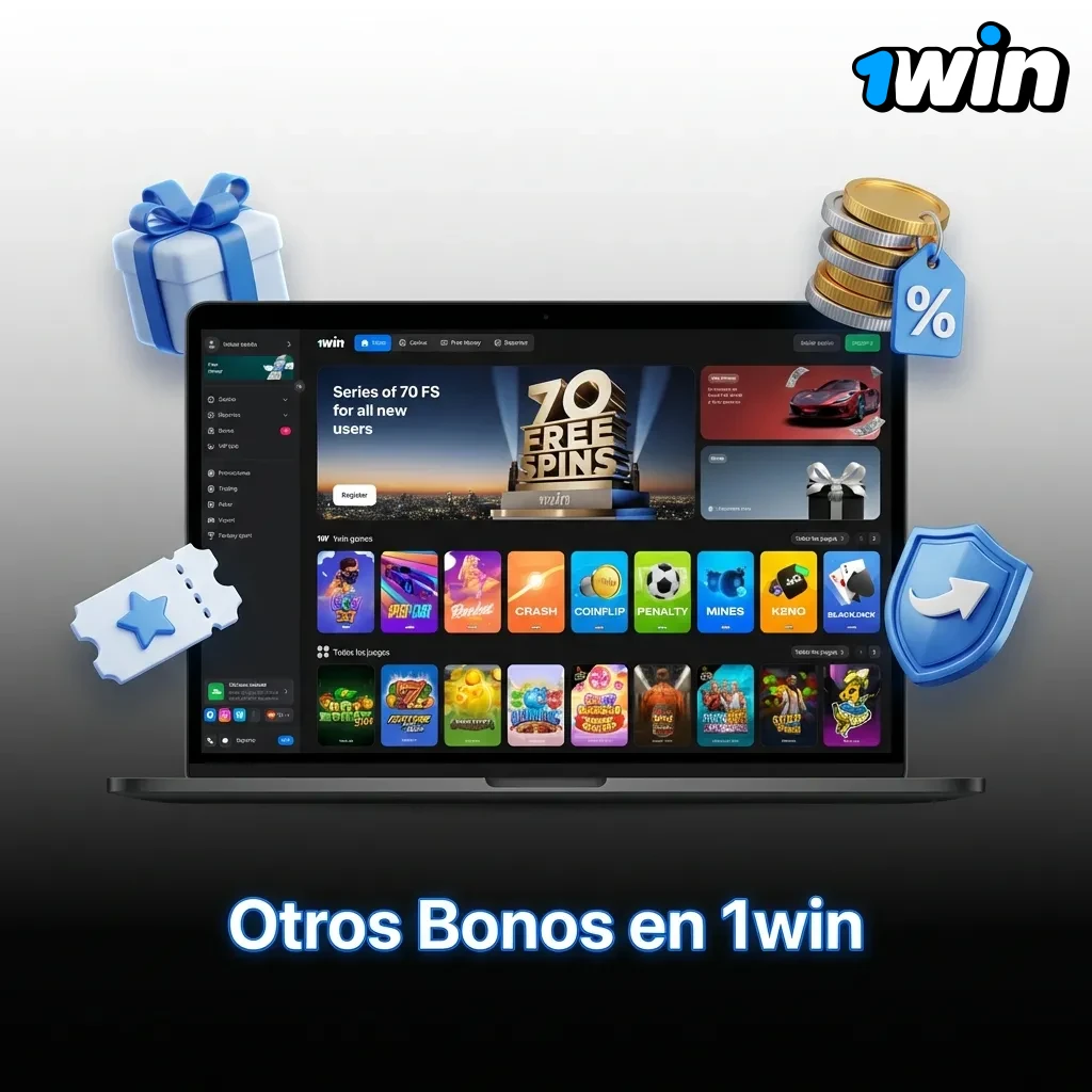 1win promotional bonuses including weekly reload, cashback, free spins, loyalty program, and tournament rewards