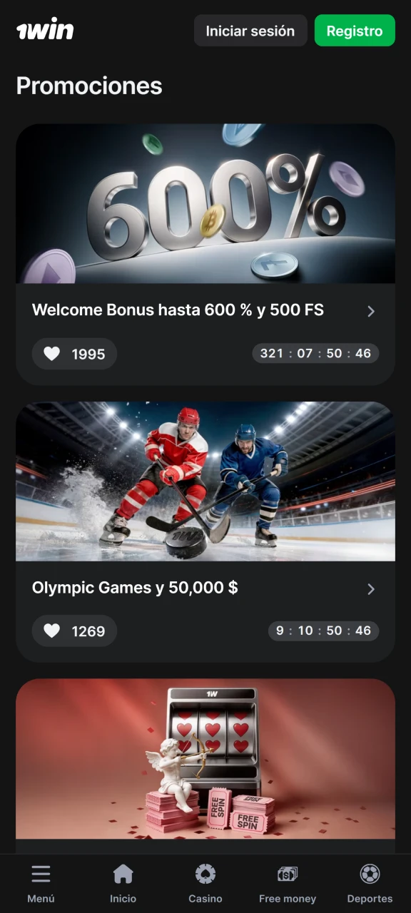 Consigue recompensas exclusivas de 1win directamente en la aplicación.