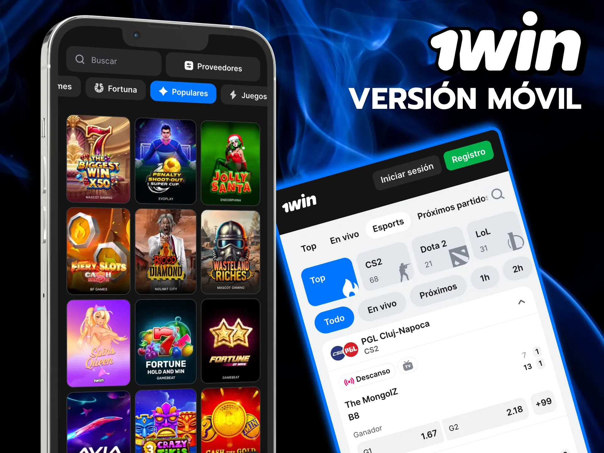 Usa 1win móvil sin instalar aplicación.