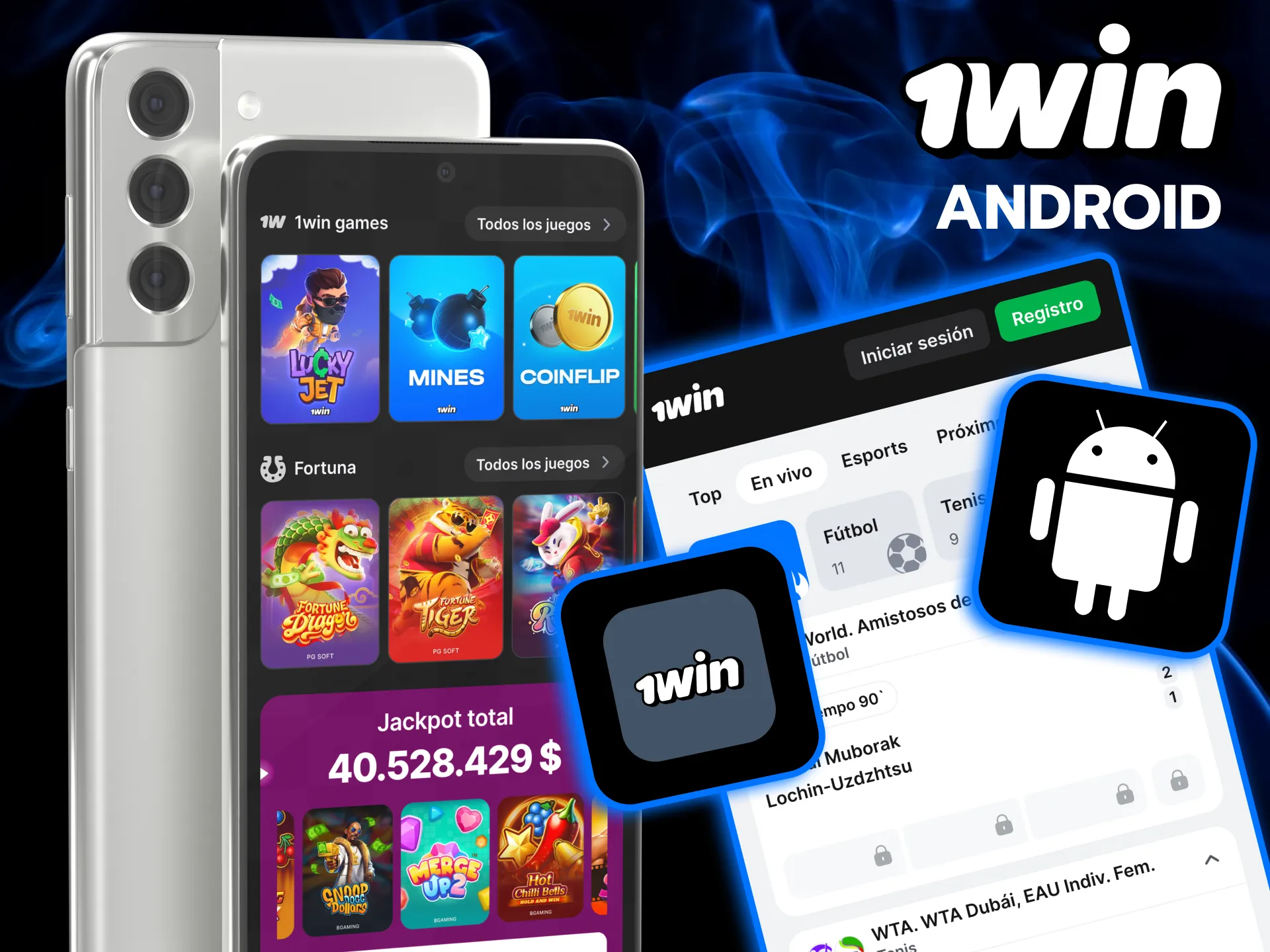 Aplicación 1win Android disponible en formato APK oficial.