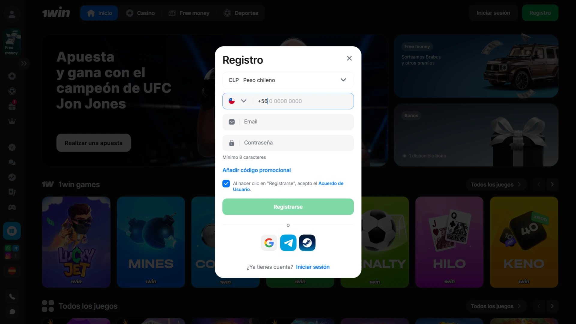 Crea una cuenta en el sitio web de 1win para acceder a todas las funciones de la plataforma.