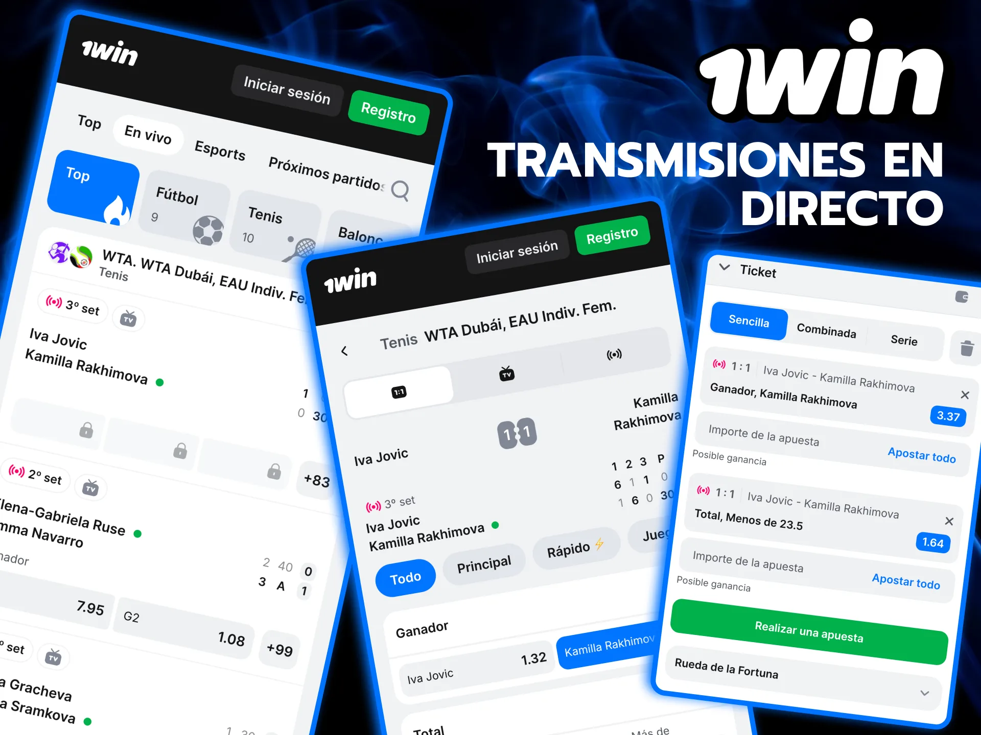Ver partidos en vivo con transmisión y apuestas en 1win.