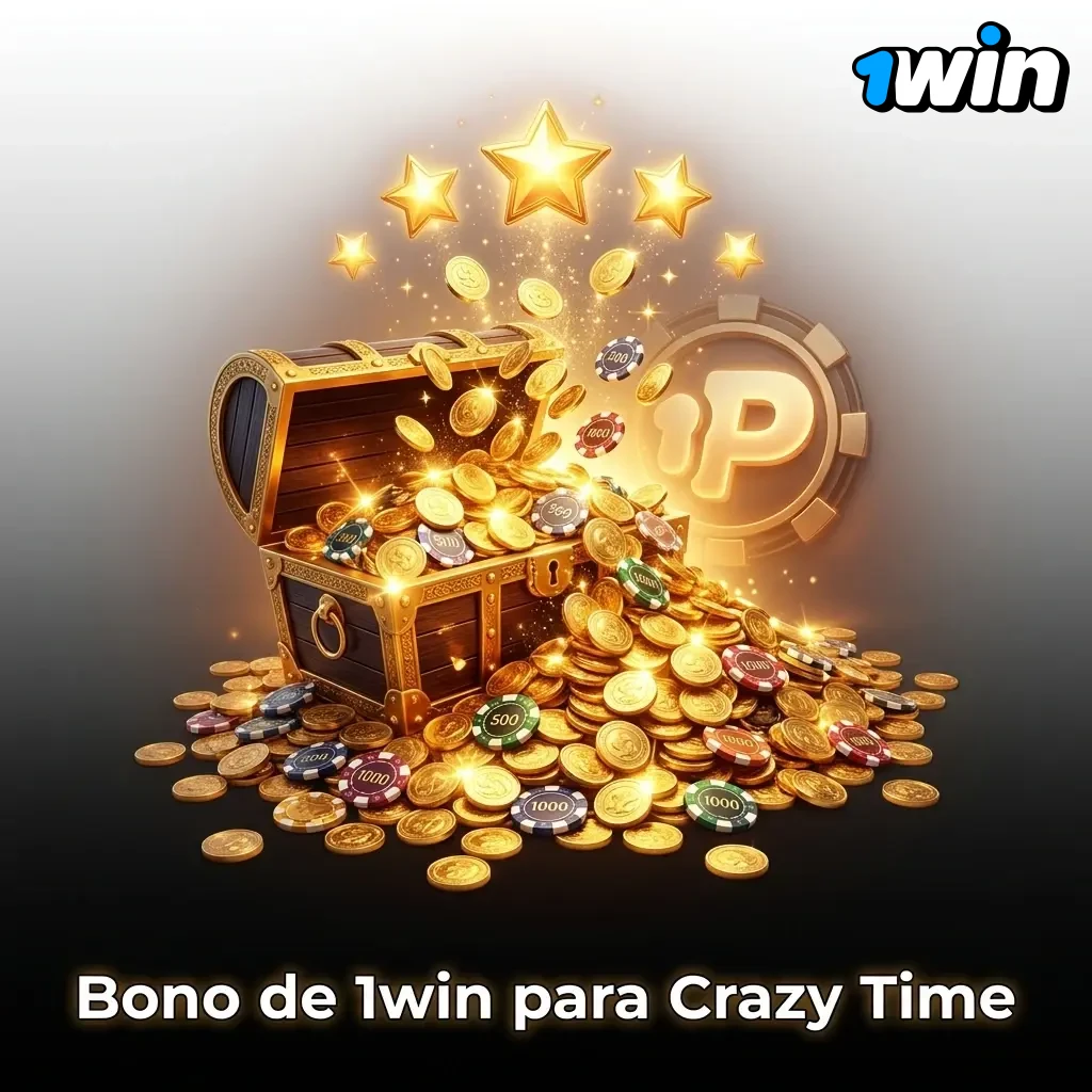 Bono de bienvenida 1win para Crazy Time: hasta 500% y 1.920.000 CLP en 4 depósitos