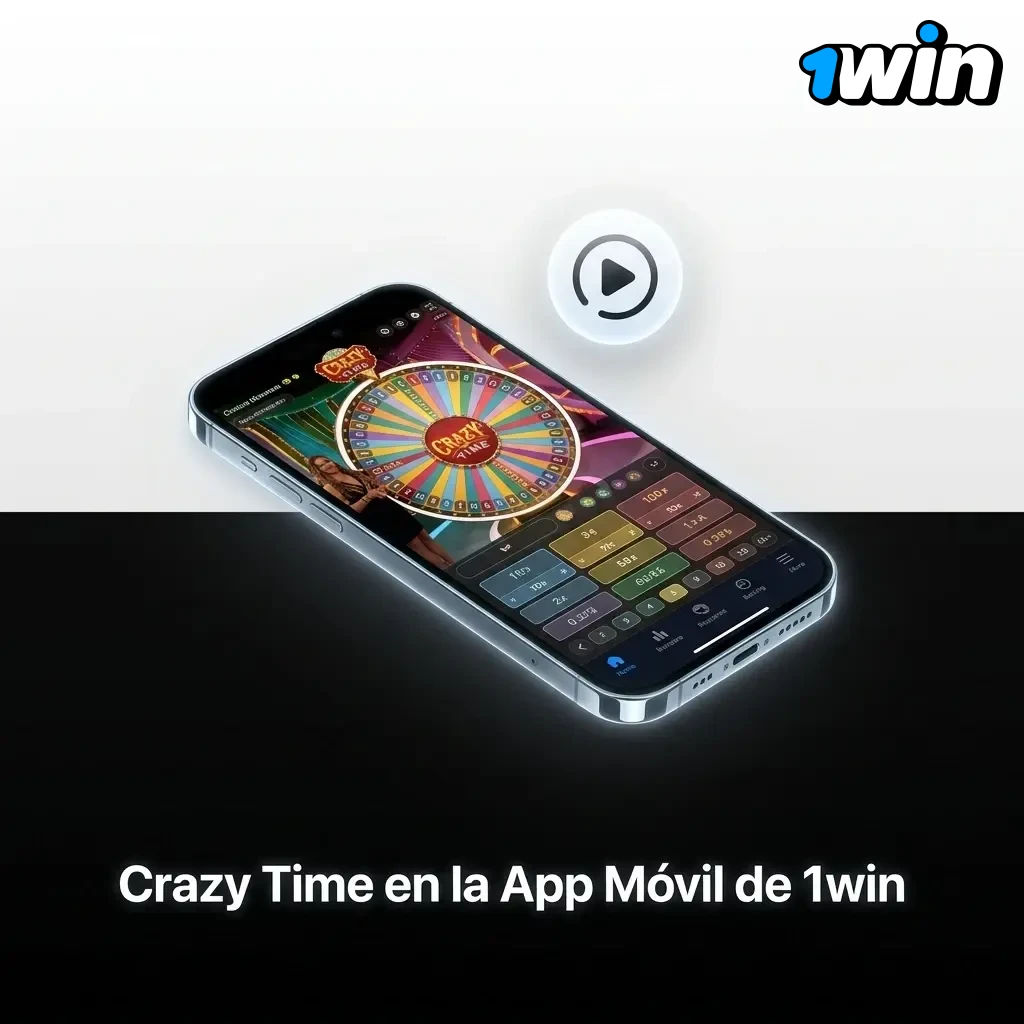 Crazy Time disponible en app móvil 1win para Android e iOS con transmisión en vivo y acceso completo al casino