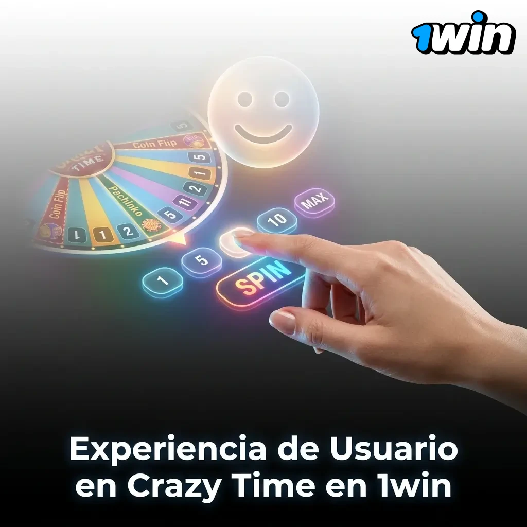 Interfaz de Crazy Time en 1win Chile con transmisión en vivo, historial de resultados y multiplicadores activos