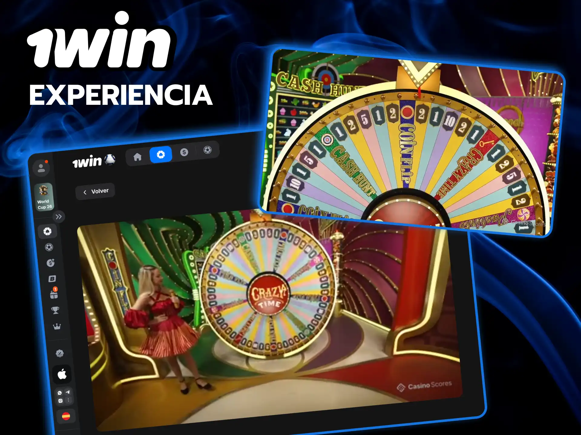 Sumérgete en la emocionante y colorida experiencia de juego de Crazy Time en 1win.