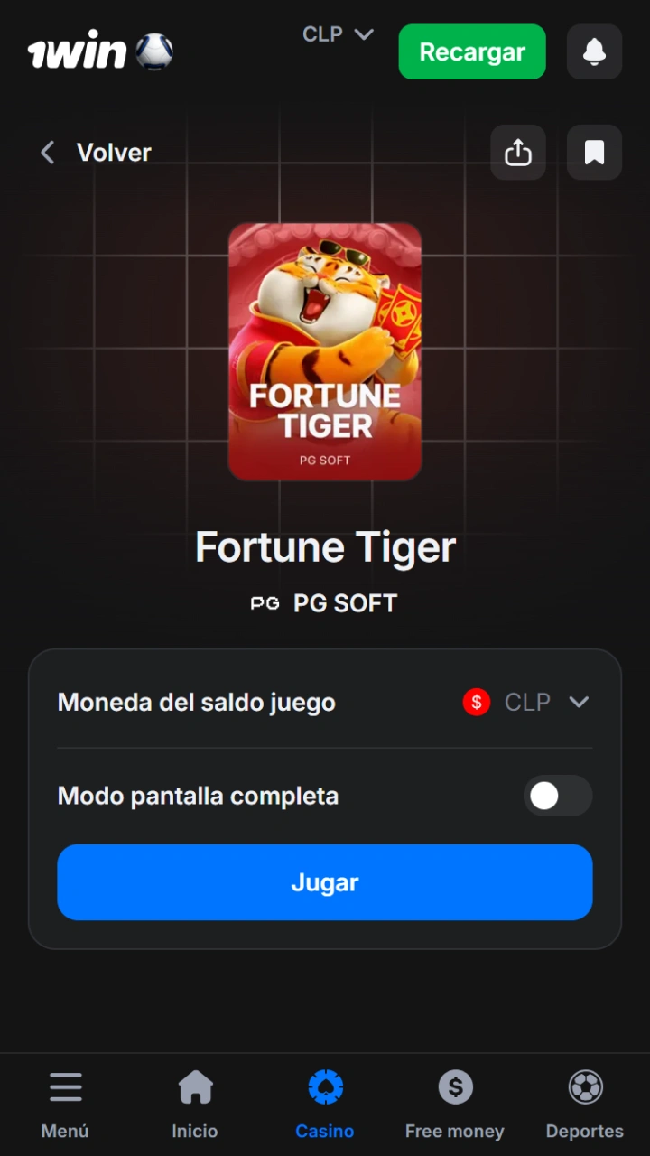 Encuentra al instante la emocionante tragamonedas Fortune Tiger usando el buscador de 1win.