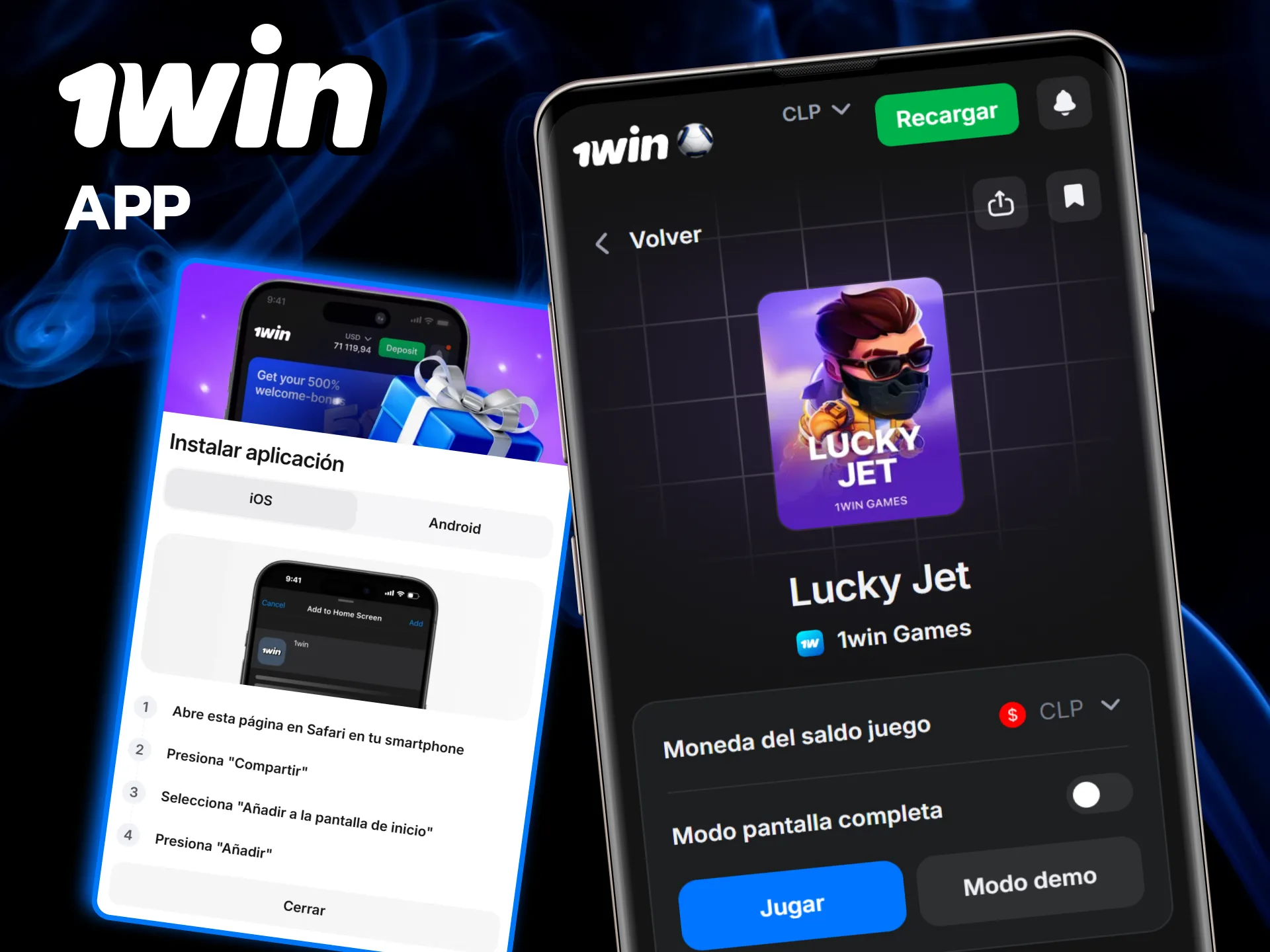 Descarga la aplicación y juega a Lucky Jet en 1win donde quieras.