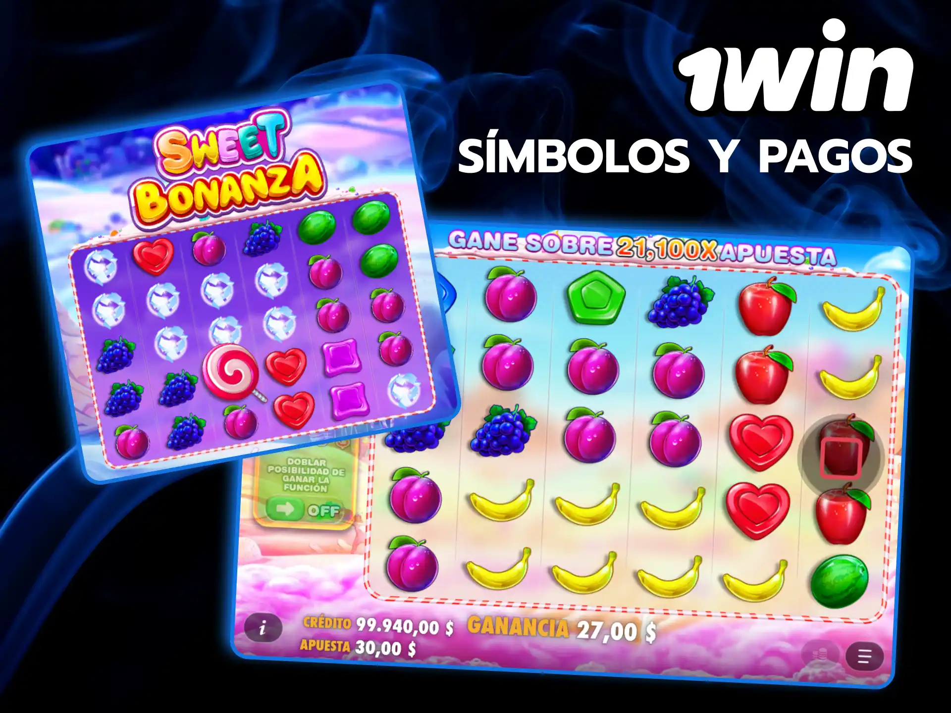 Descubre los coloridos símbolos y los magníficos premios que ofrece Sweet Bonanza en 1win.